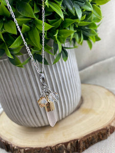 Gold with Quartz Crystal Protection -  Attachable Charm Pendant